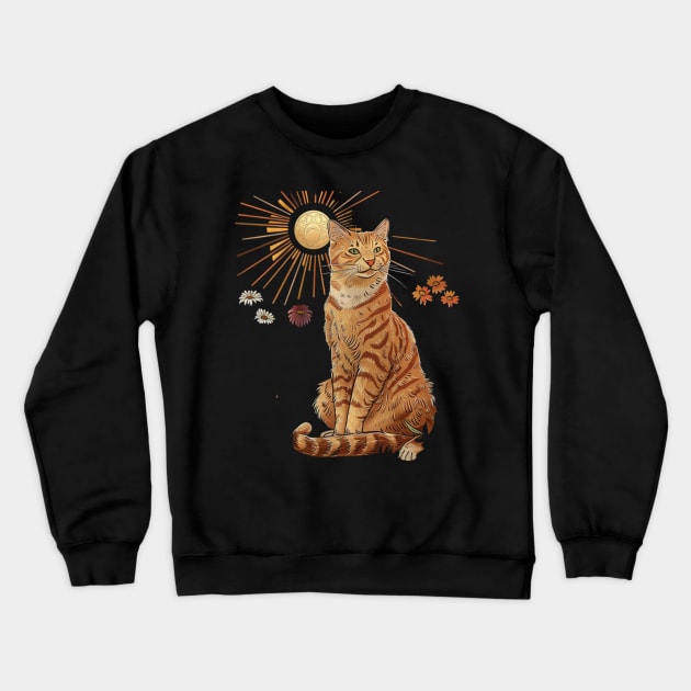 Cat Tarot Feline Fortune Teller Crewneck Sweatshirt by Josephine7